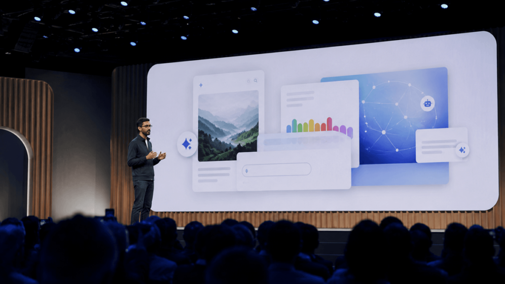 Apresentação do Google I/O 2026: Sundar Pichai anuncia a era agêntica da busca