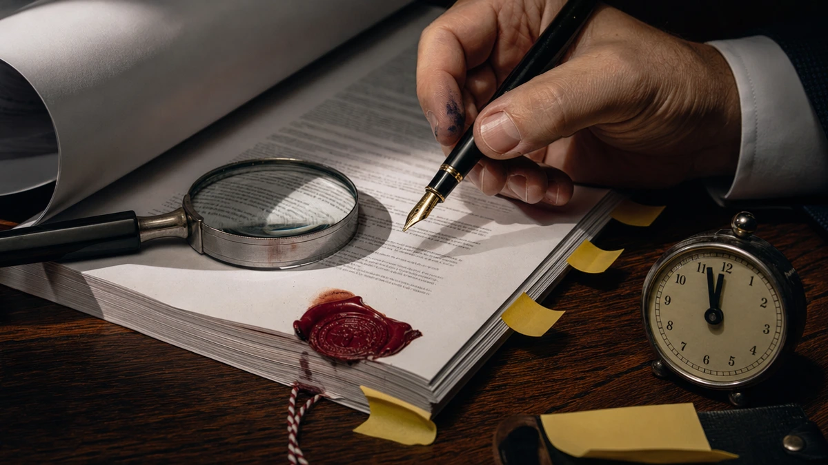 Cuidado ao contratar grandes agências ou assessorias de marketing que investem pesado em vendas 2 visibilidade, marketing e tráfego pago: Empresário analisando contrato de agência de marketing com cláusulas armadilha