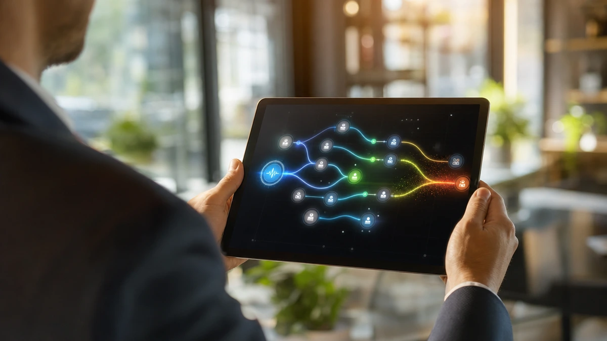 Aumentar vendas em 2026: 9 estratégias de Growth e Produto 1 Profissional usando painel de automação com IA para aumentar vendas em 2026 em escritório comercial moderno